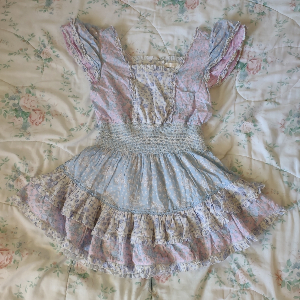 EUC LoveShackFancy Stanton Dress Blueberry Dust